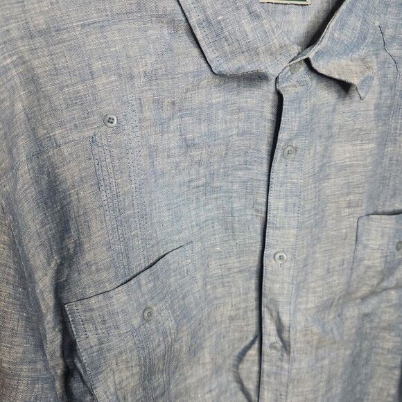 Cubavera Shirt Mens XL Linen Long Sleeve Button Up Pocket Casual Preppy Western - Picture 4 of 10